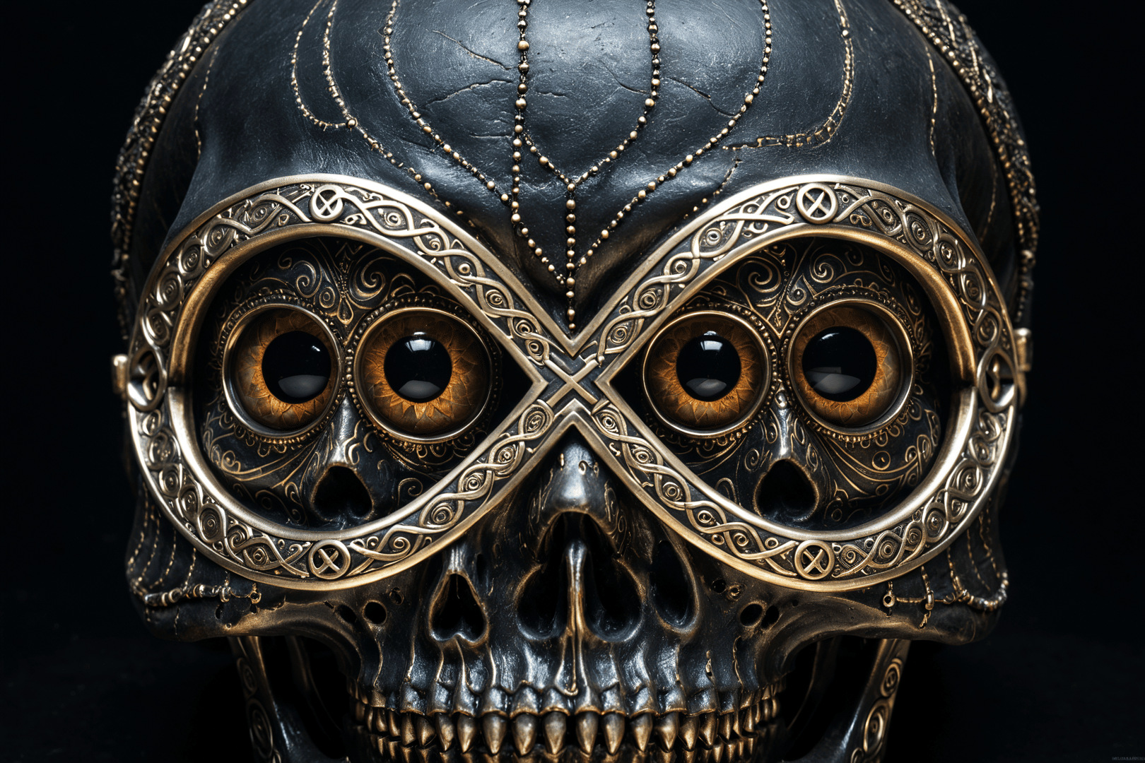 AI generated wallpaper featuring skull, goggles, metal