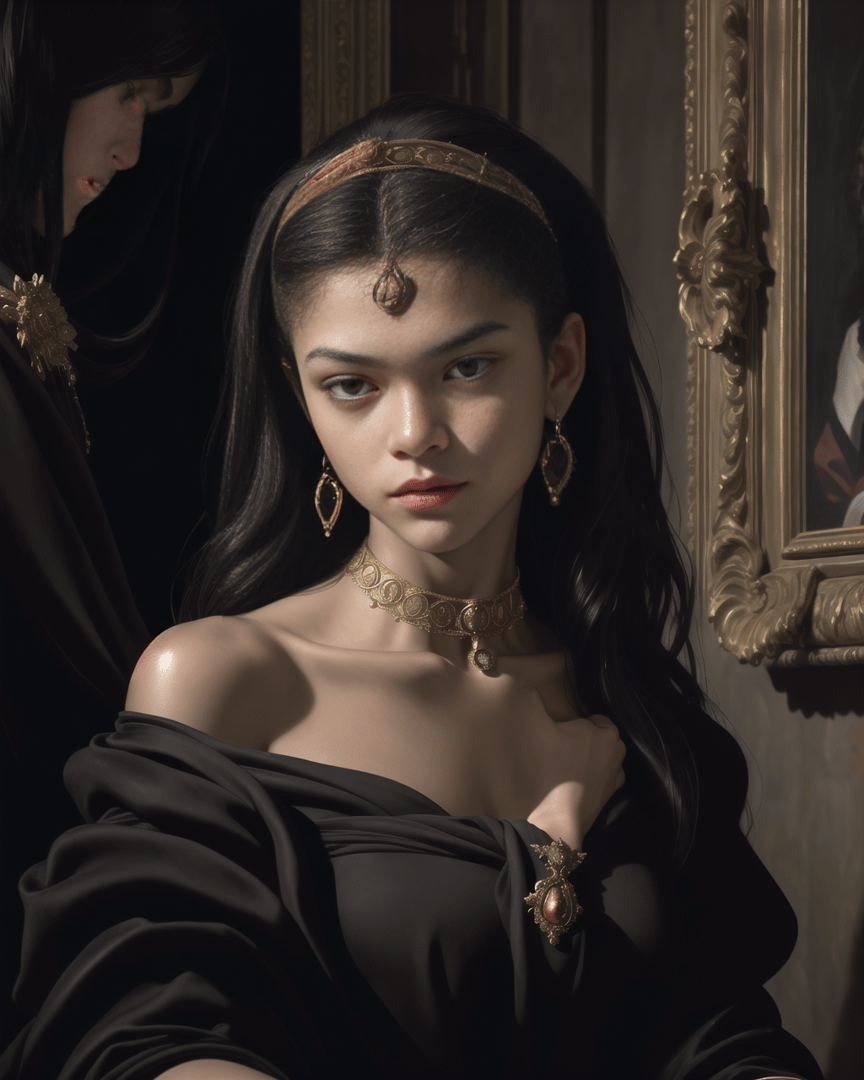 AI generated wallpaper featuring woman, portrait, jewelry