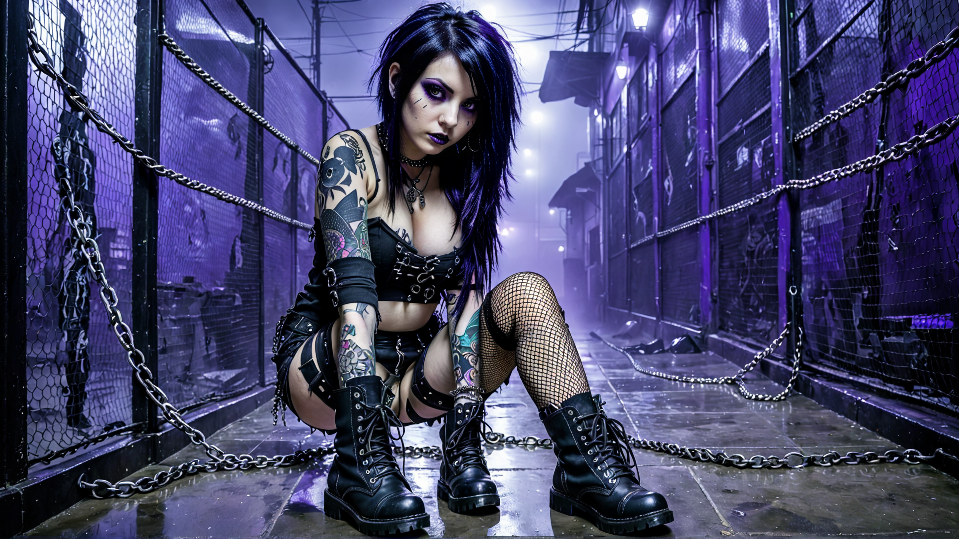 AI generated wallpaper featuring woman, tattoo, punk