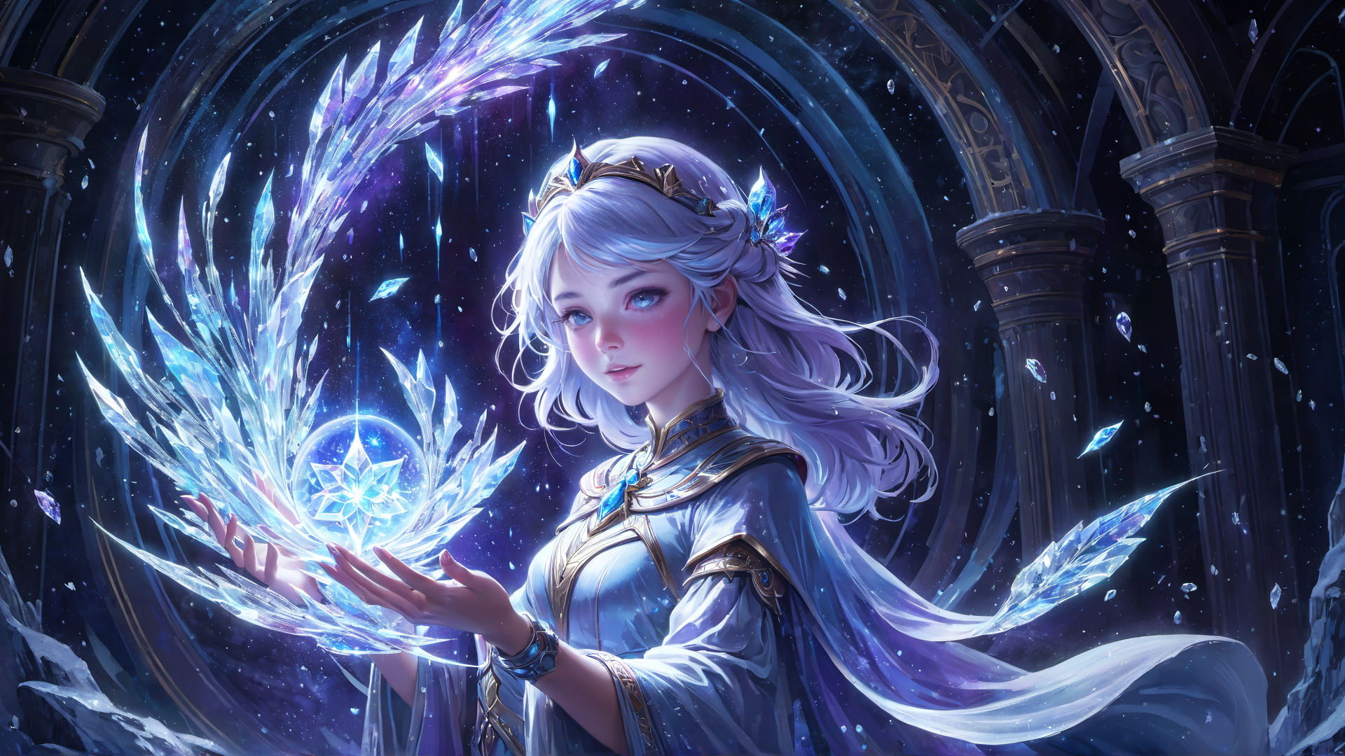 AI generated wallpaper featuring fairy, crystal, goddess