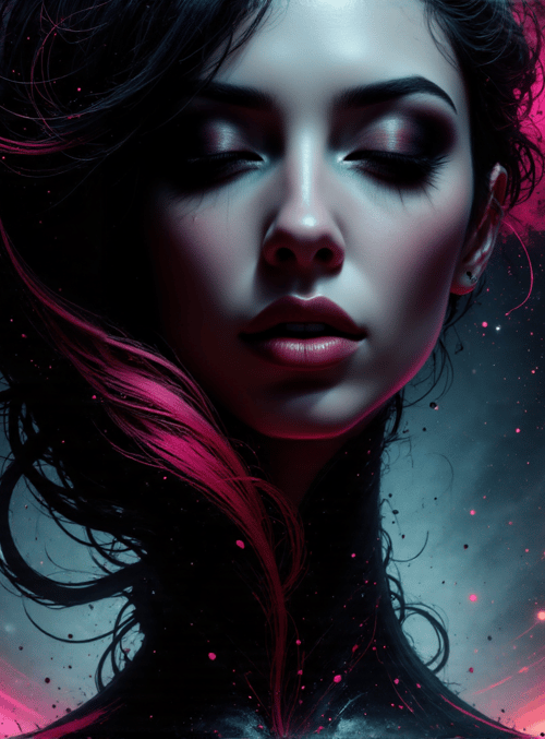 woman, hair, circle, moon, stars