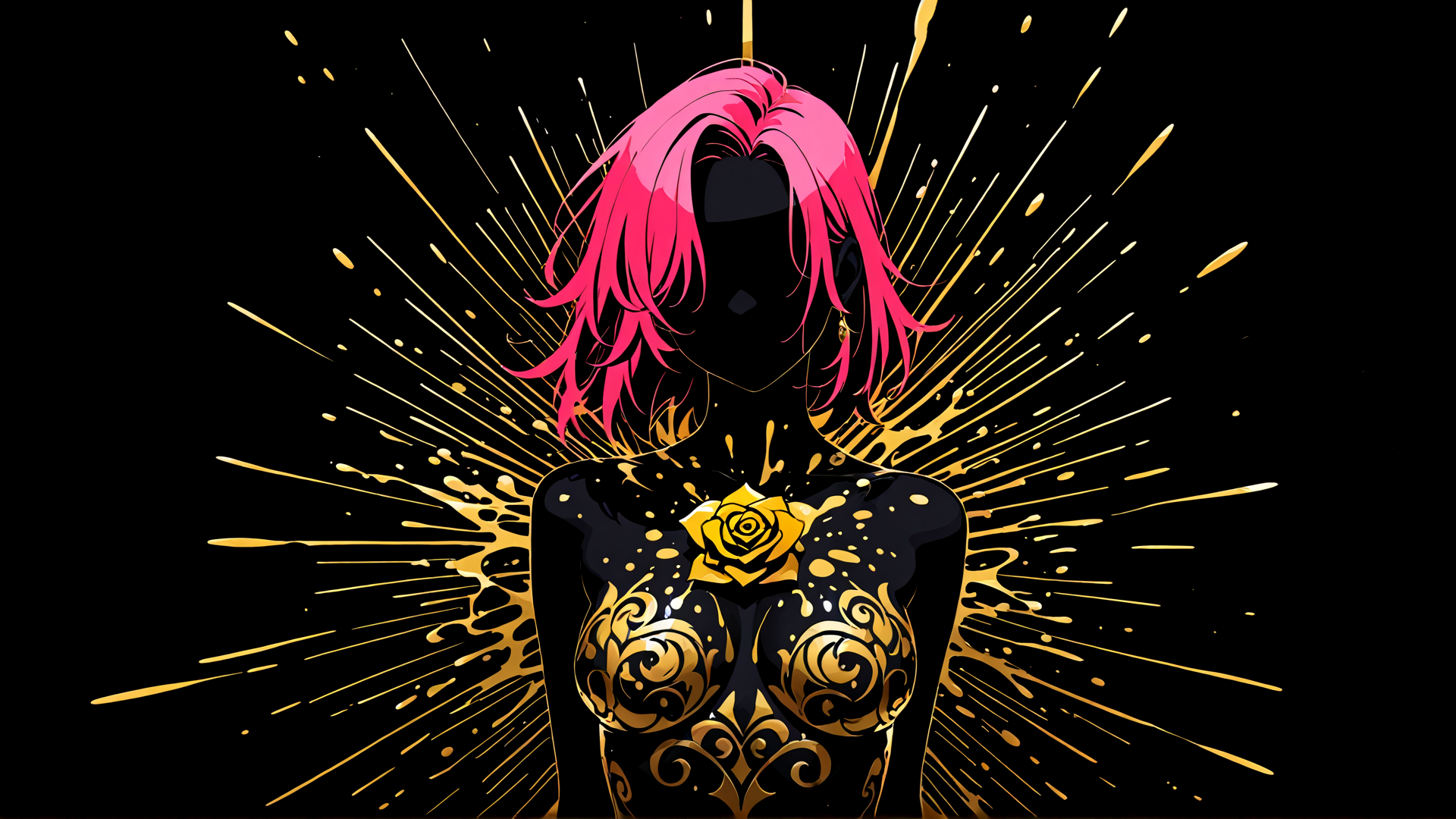 AI generated wallpaper featuring woman, rose, silk