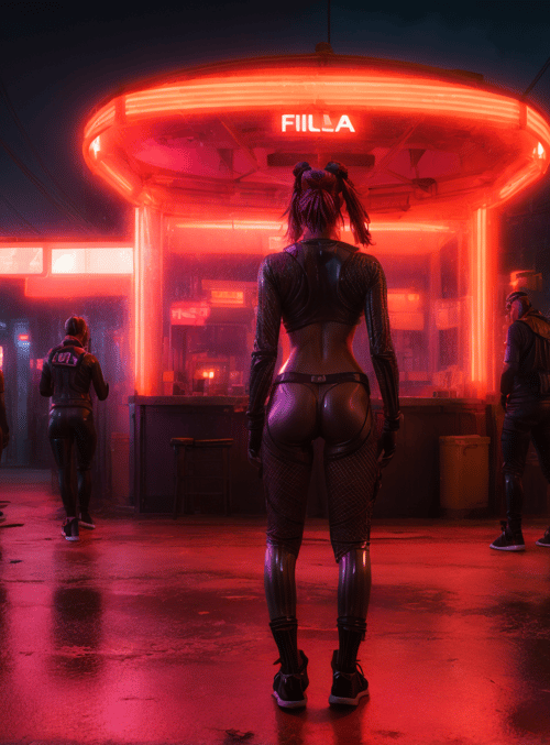woman, neon, street