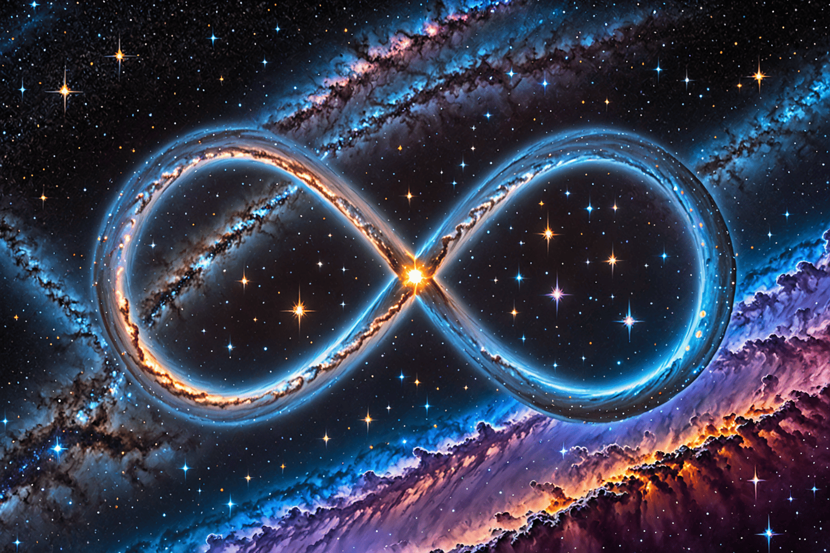 AI generated wallpaper featuring infinite symbol, galaxy, stars