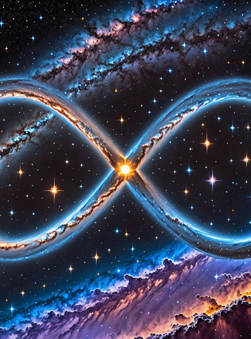 infinite symbol, galaxy, stars