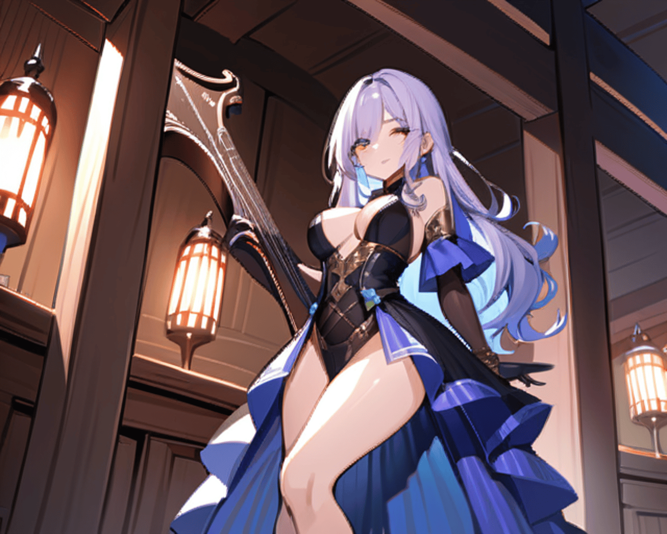 AI generated wallpaper featuring woman, violinist, anime
