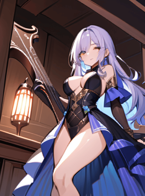 woman, violinist, anime