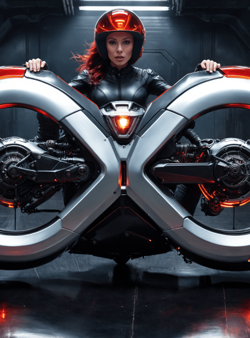 motorcycle, woman, helmet
