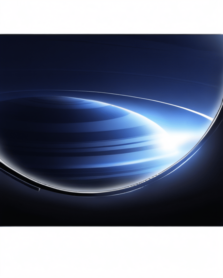 AI generated wallpaper featuring planet, light, curve
