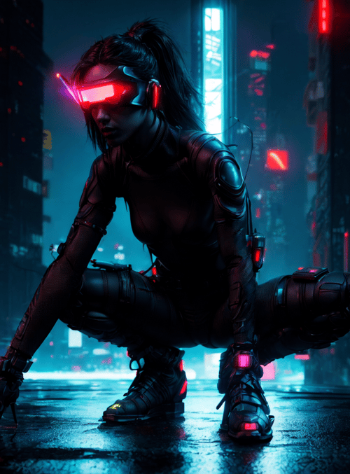 cyborg, woman, city