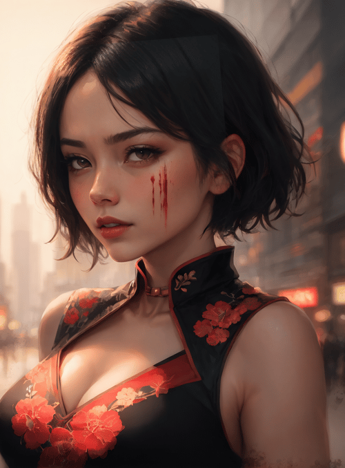 woman, chinese dress, street