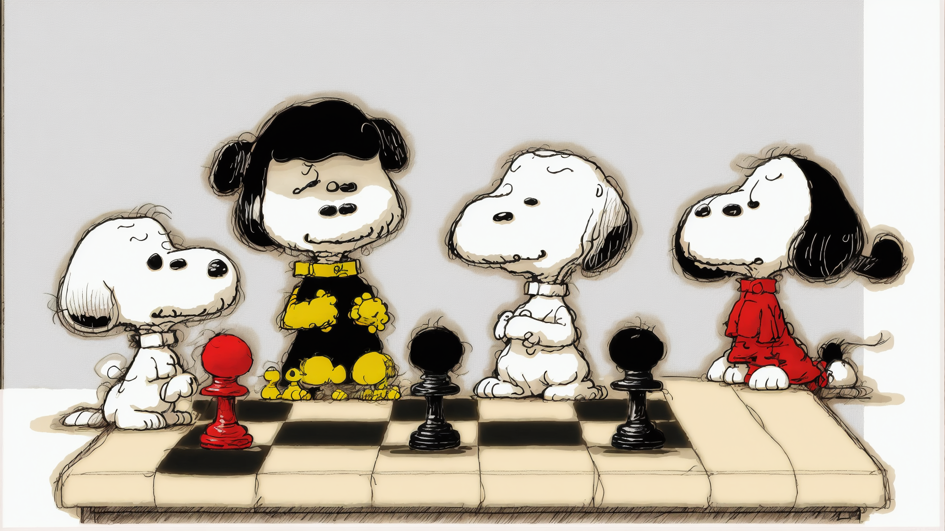 AI generated wallpaper featuring snoopy, charlie brown, peanuts