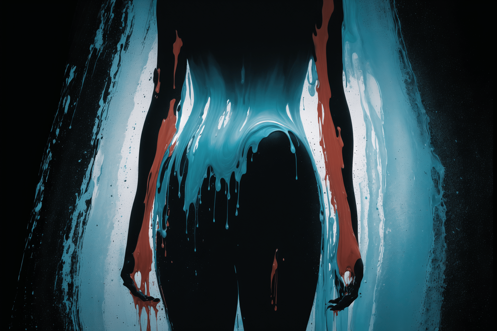 AI generated wallpaper featuring silhouette, paint, body