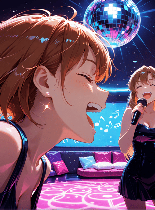 girls, disco, microphone