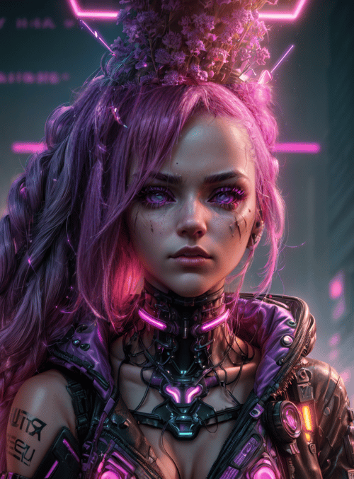 cyberpunk, woman, neon