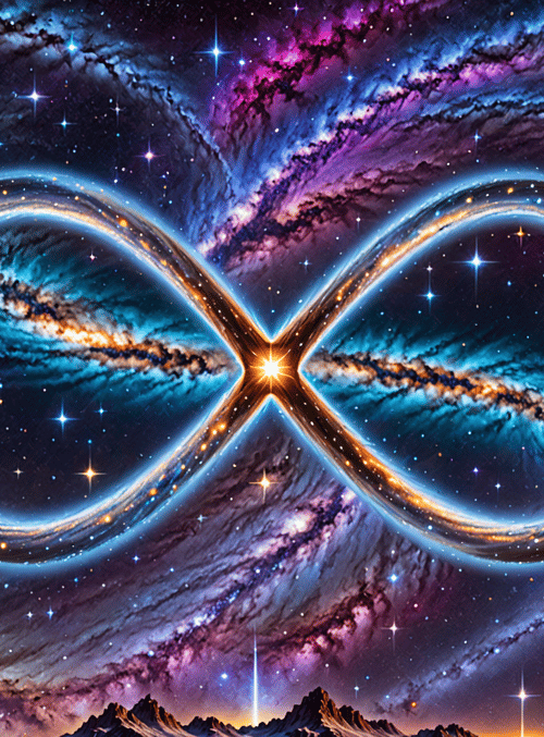 infinity symbol, galaxy, stars