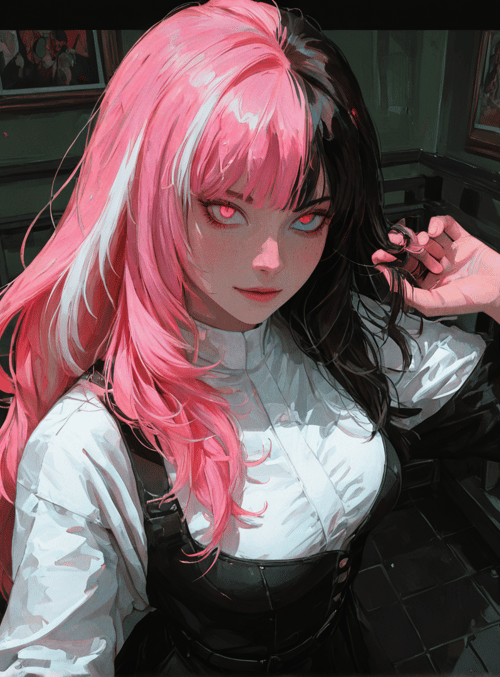 girl, woman, hair, dress, balcony, painting