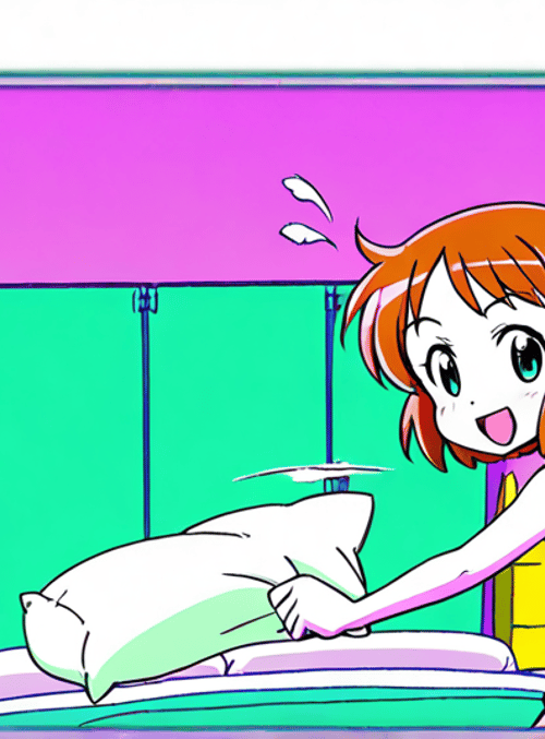 girl, pillow, bed