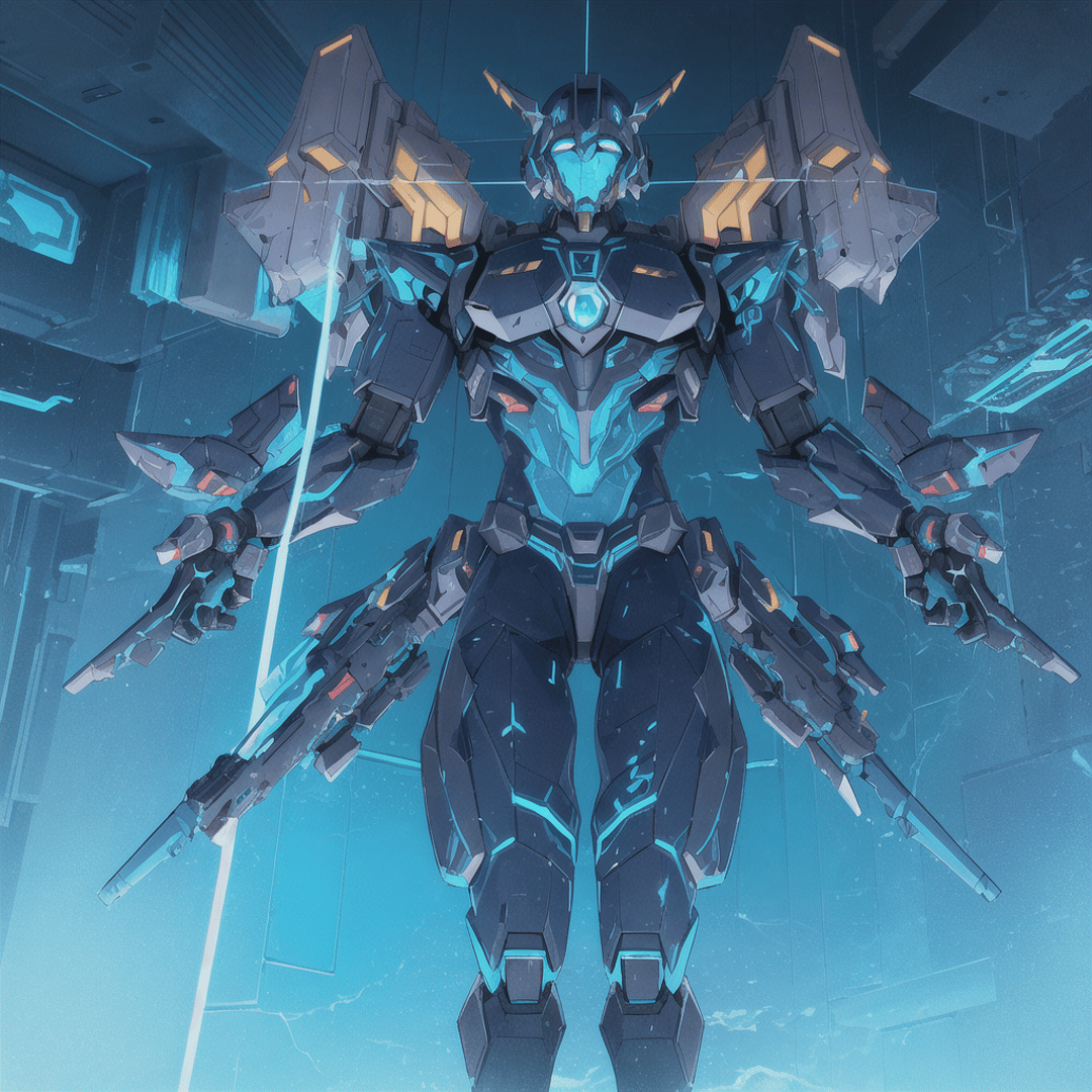 AI generated wallpaper featuring robot, mech, armor
