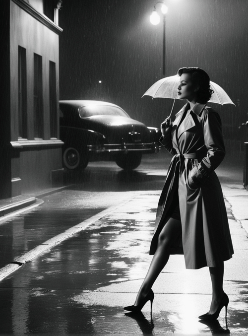 woman, umbrella, car