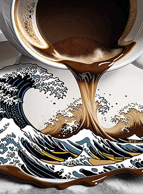 coffee, wave, plate
