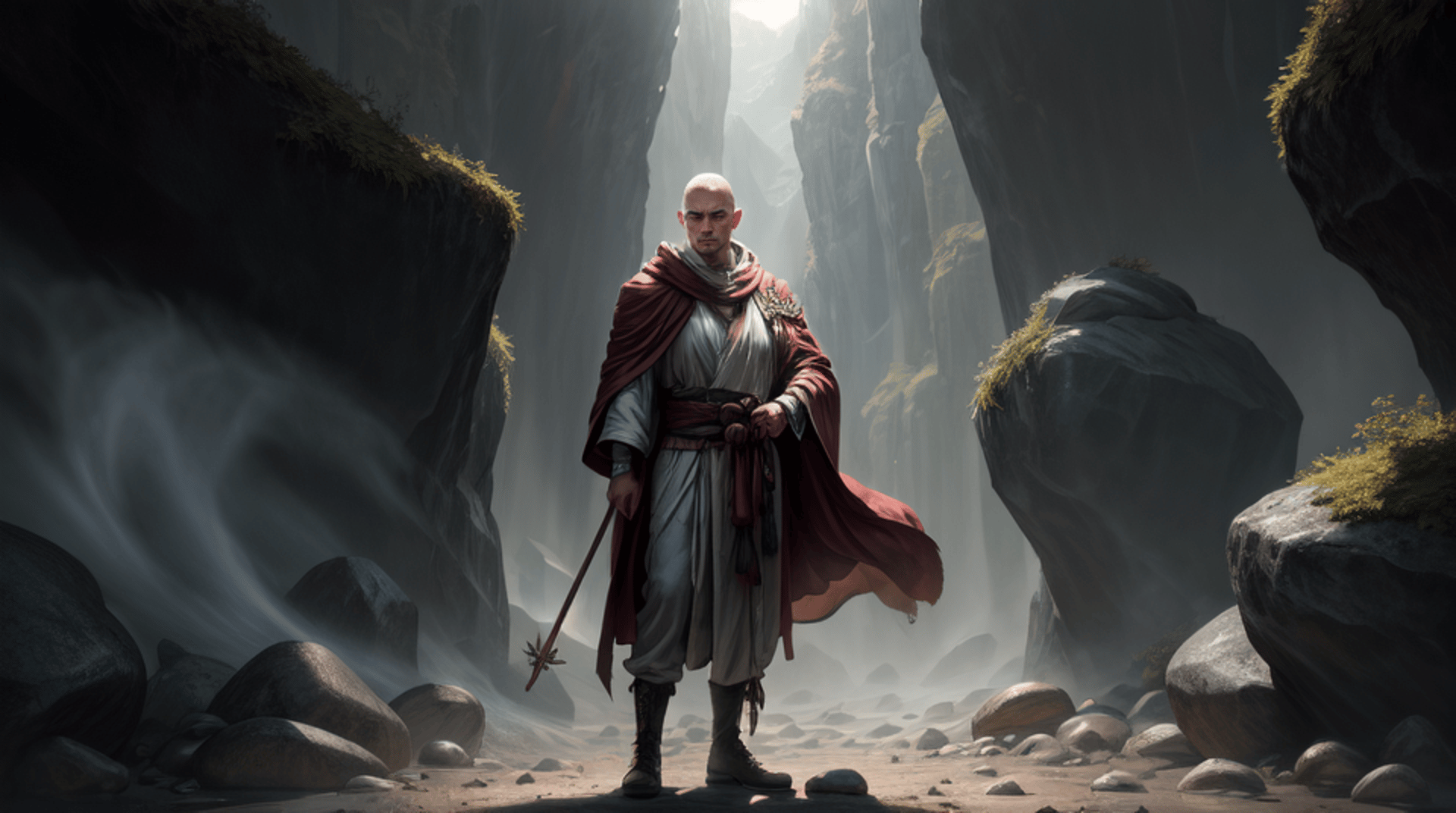 AI generated wallpaper featuring warrior, monk, swordsman