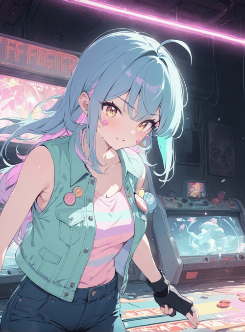 girl, arcade, gamer