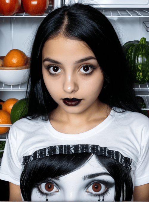 person, fridge, fruit