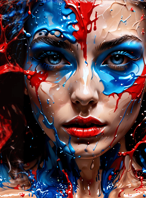 woman, paint, splatter
