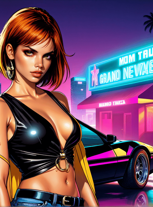 woman, car, city