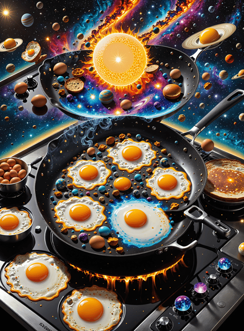 eggs, universe, frying pan