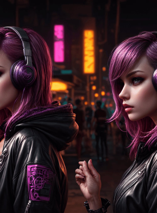 woman, headphones, cup