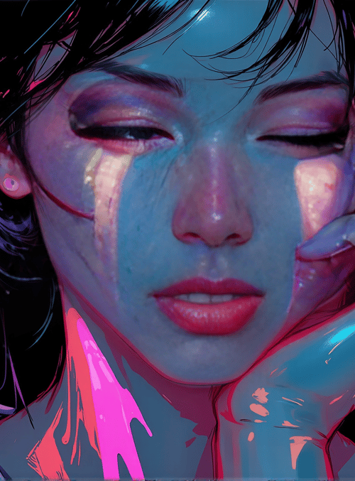 woman, tears, hand