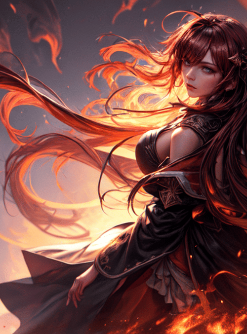 woman, fire, hair