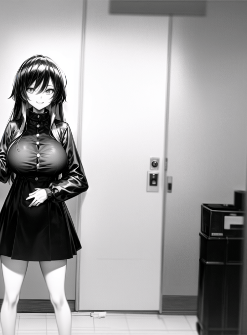 anime girl, corridor, dress