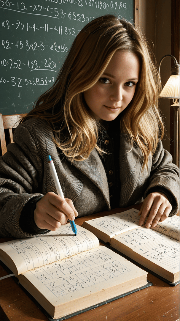 AI generated wallpaper featuring student, chalkboard, notebooks