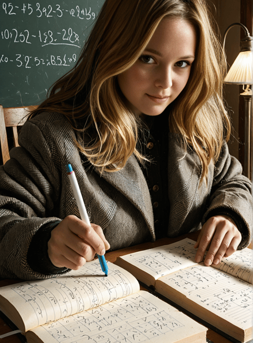 student, chalkboard, notebooks