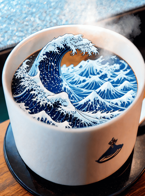 cup, wave, mountain