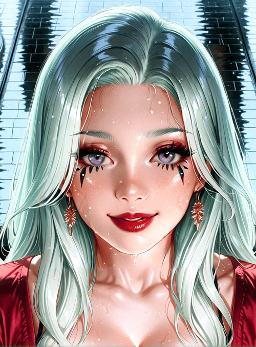 woman, robot, robotic, tiled floor, hair