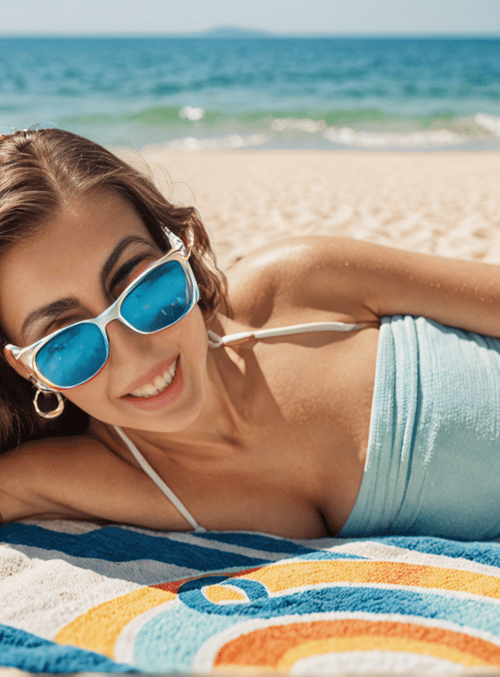 woman, beach, towel