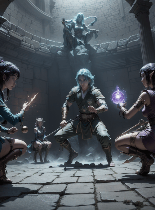 characters, statue, magic