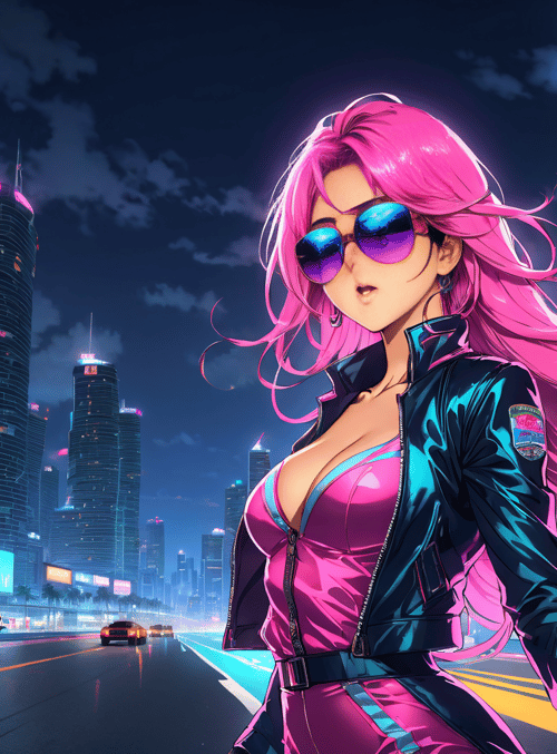 woman, cityscape, car