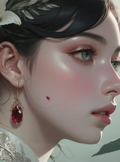 woman, lily, earring