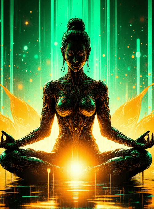 woman, lotus, digital