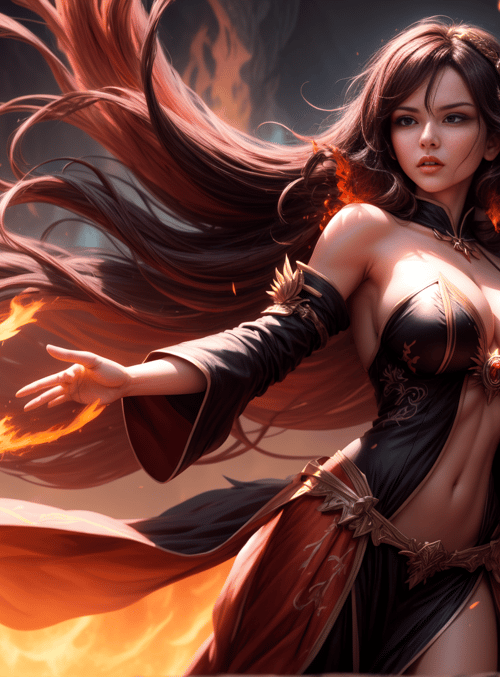 woman, angel, fire