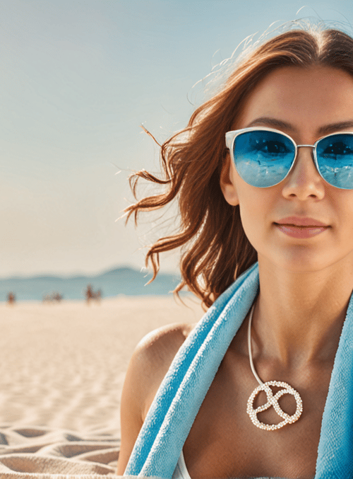 woman, beach, towel