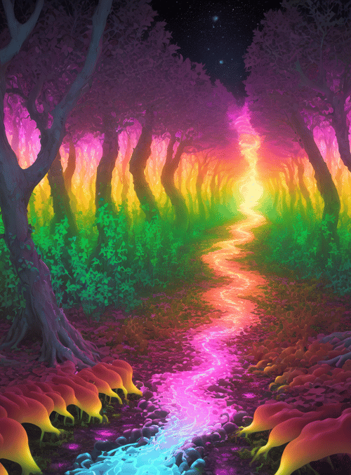 forest, path, trees