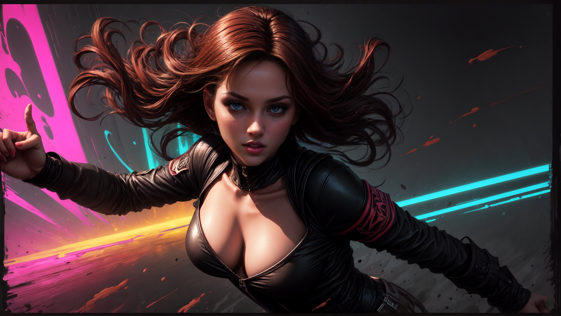 AI generated wallpaper featuring woman, character, punk