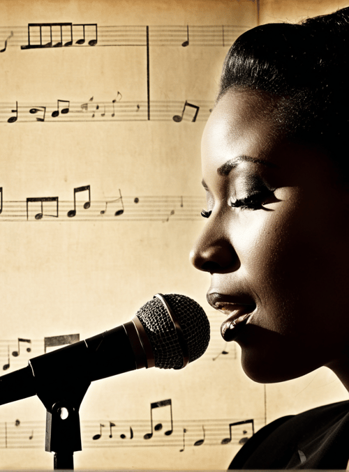singer, microphone, sheet music