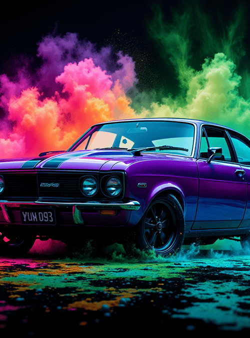 car, smoke, road, paint, dust